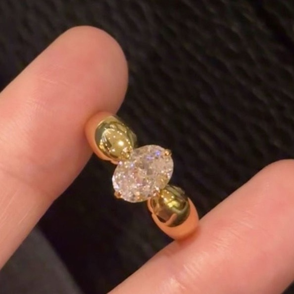 💎NEW Gold Brass and zircon open ring (all size)